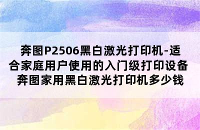 奔图P2506黑白激光打印机-适合家庭用户使用的入门级打印设备 奔图家用黑白激光打印机多少钱